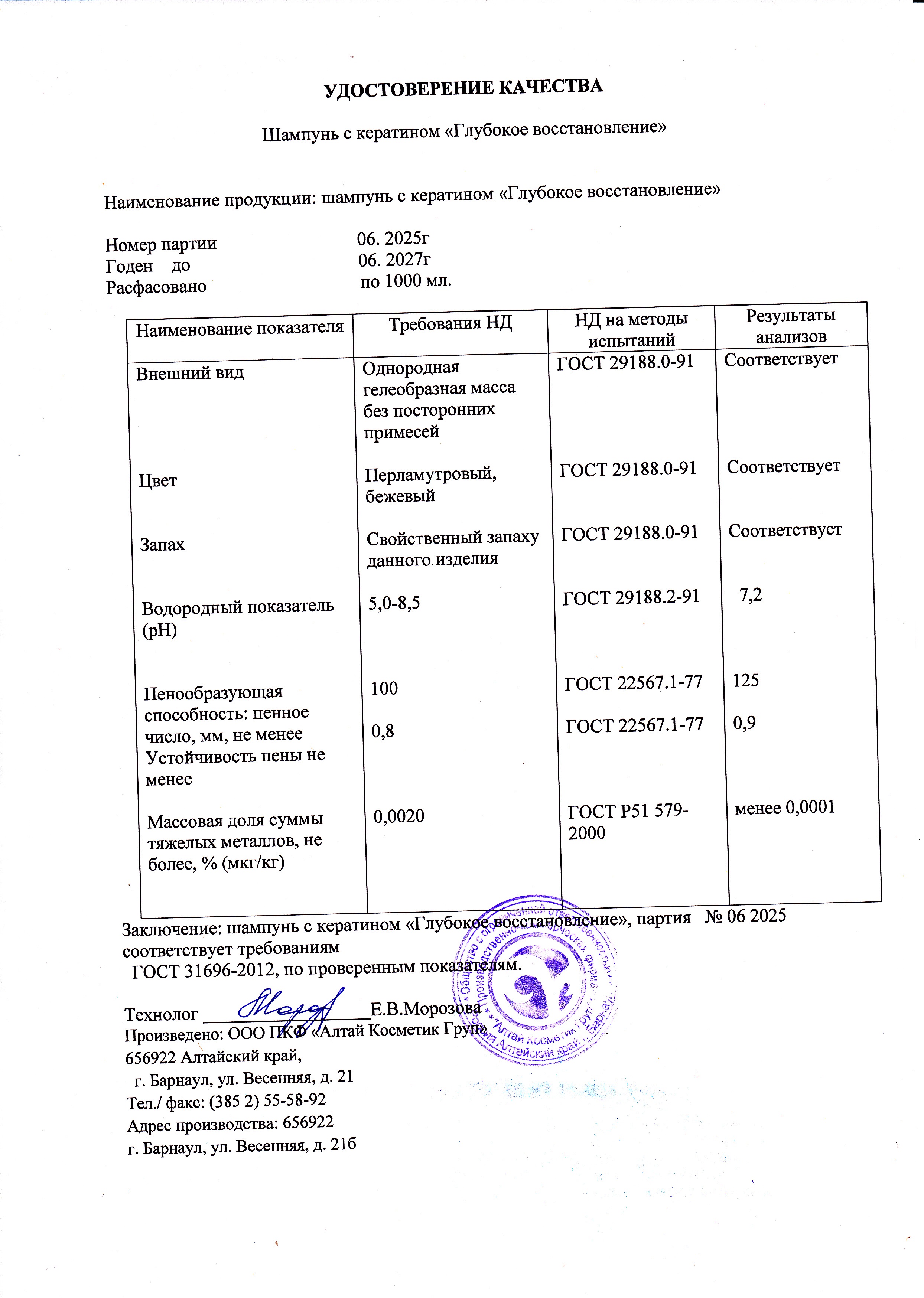 Паспорт №062025